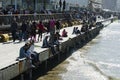 People enjoy a sunny day Tel Aviv harbor