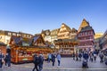 People enjoy to visit the Christkindl market in Frankfurt at the roemer square in Frankfurt