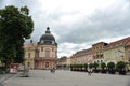 People enjoy a tour on the main square of the City of Sremska Mitrovica in Serbia