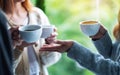 People enjoyed talking and drinking coffee together