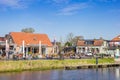 People enjoyin the sun at the canal in Eernewoude Royalty Free Stock Photo