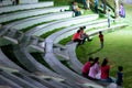 People enjoying at the amphitheater at the dravyavati river proj