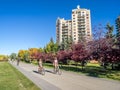 People enjoying Calgary's pathway system Royalty Free Stock Photo