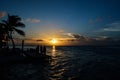 People Enjoying a Caribbean Sunset, Split, Caye Caulker, Belize