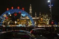 People enjoying the Christmas market in Vienna city hall (Rathaus) Royalty Free Stock Photo