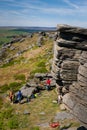 People enjoying climbing on Bamford Edge Royalty Free Stock Photo