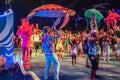 People enjoying Club Sea Glow family friendly dance party in Electric Ocean at Seaworld 22. Royalty Free Stock Photo