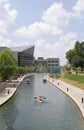 People enjoying day at Indy Canal in Downtown Indianapolis, IN, USA Royalty Free Stock Photo
