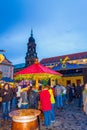 People enjoying hot drinks Christmas market Dresden Germany Royalty Free Stock Photo