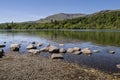 People enjoying the hot weather at Coniston Water