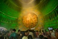 People enjoying inside Durga Puja Pandal (decorated temporary temple), festival, Kolkata Royalty Free Stock Photo