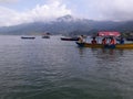 People enjoying Lake boating on the beautiful lake located in Pokhara, Nepal Royalty Free Stock Photo