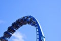 People enjoying Manta Ray funfair rollercoaster at Seaworld Ocean Marine Theme Park. Royalty Free Stock Photo