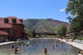 People enjoying the natural hot springs at the Glenwood Hot Springs Resort colorado, USA