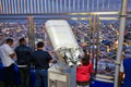 People enjoying panoramic view of Mexico City from the observation deck at the top of Latin American Tower Torre Latinoamericana Royalty Free Stock Photo