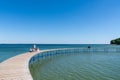 People enjoying a relaxing afternoon and the amazing views from the Infinite Bridge in Aarhus