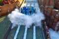 People enjoying river attraction ride Infinity Falls at Seaworld Marine Theme Park 1 Royalty Free Stock Photo