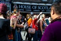 People enjoying a silent disco at The Edinburgh Fringe Festival 2018 on The Royal Mile