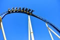 People enjoying speed and adrenaline offered by Montu Roller Coaster at Bush Gardens Tampa Bay. Royalty Free Stock Photo