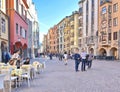 People enjoying a spring day in Innsbruck, Austria