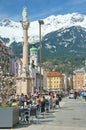 People enjoying a spring day in Innsbruck, Austria