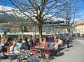 People enjoying a spring day in Innsbruck, Austria