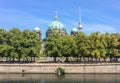 People enjoying the summer in front of the Berlin Cathedral Berliner Dom. Germany.
