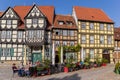 People enjoying the sun at the castle sqaure in Quedlinburg Royalty Free Stock Photo