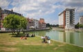 People enjoying the sun in a park in Lille, France Royalty Free Stock Photo