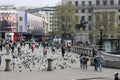 People enjoying sunny day in London City center before the corona virus and leaving EU Royalty Free Stock Photo