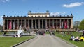 People enjoying a sunny day at Lustgarten in front of Altes Museum in Berlin