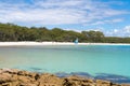 People enjoying the sunny weather at Galamban Green Patch beach in Jervis Bay, Booderee National Park, NSW, Australia Royalty Free Stock Photo