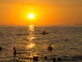 People enjoying the sunset on the beach in Rio de Janeiro Royalty Free Stock Photo