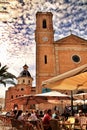 People enjoying in terraces in the main square of Altea