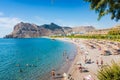 People enjoying their vacation on Kolymbia beach Rhodes, Greece Royalty Free Stock Photo