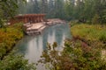 People enjoying the therapeutic hot waters of Liard River Hot Springs in British Columbia, Canada