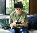 People enjoying virtual reality goggles