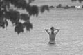 People enjoying a warm rain Royalty Free Stock Photo