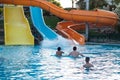 People enjoying watersports in the aquapark