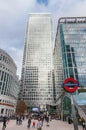 People enter Canary Wharf tube station in London's Docklands Royalty Free Stock Photo