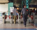 People enter to the flatform at subway station in Kuala Lumpur, Malaysia