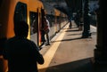 People enter into a train, Portugal