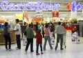 People entering Carrefour Royalty Free Stock Photo