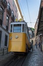 People entering the Gloria Funicular Elevador da Gloria in the city of Lisbon, Portugal Royalty Free Stock Photo