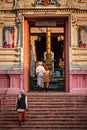 People entering Rangji Temple dedicated to Rangji, an incarnation of Lord Vishnu . Pushkar, Rajasthan, India