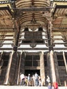 People entering the wooden halls Nara, Japan