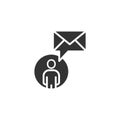 People with envelope icon in flat style. Email receive vector illustration on white isolated background. Message business concept