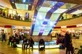 People escalators and fountain in shopping mall Dresden Germany Royalty Free Stock Photo