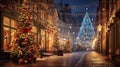 People in Europe decorate homes and Christmas trees with lights and ornaments illustrate by Generative AI