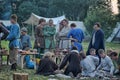 People at an event dedicated to the reconstruction of the life of the Vikings